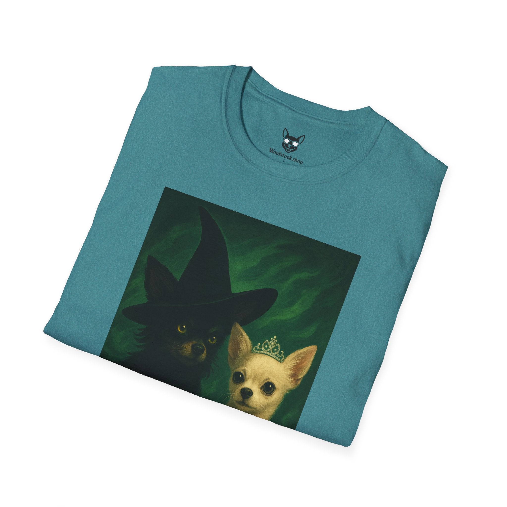 Wicked Broadway Poster Dog Parody Unisex Softstyle T-Shirt -- Funny Dog Shirt for Broadway and Dog Lovers